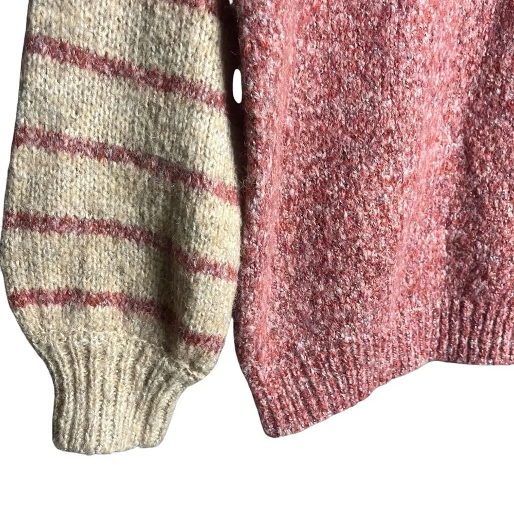 Pol ColorBlock Sweater Knit V-Neck Long Sleeves Size Small Oversized - Picture 4 of 5